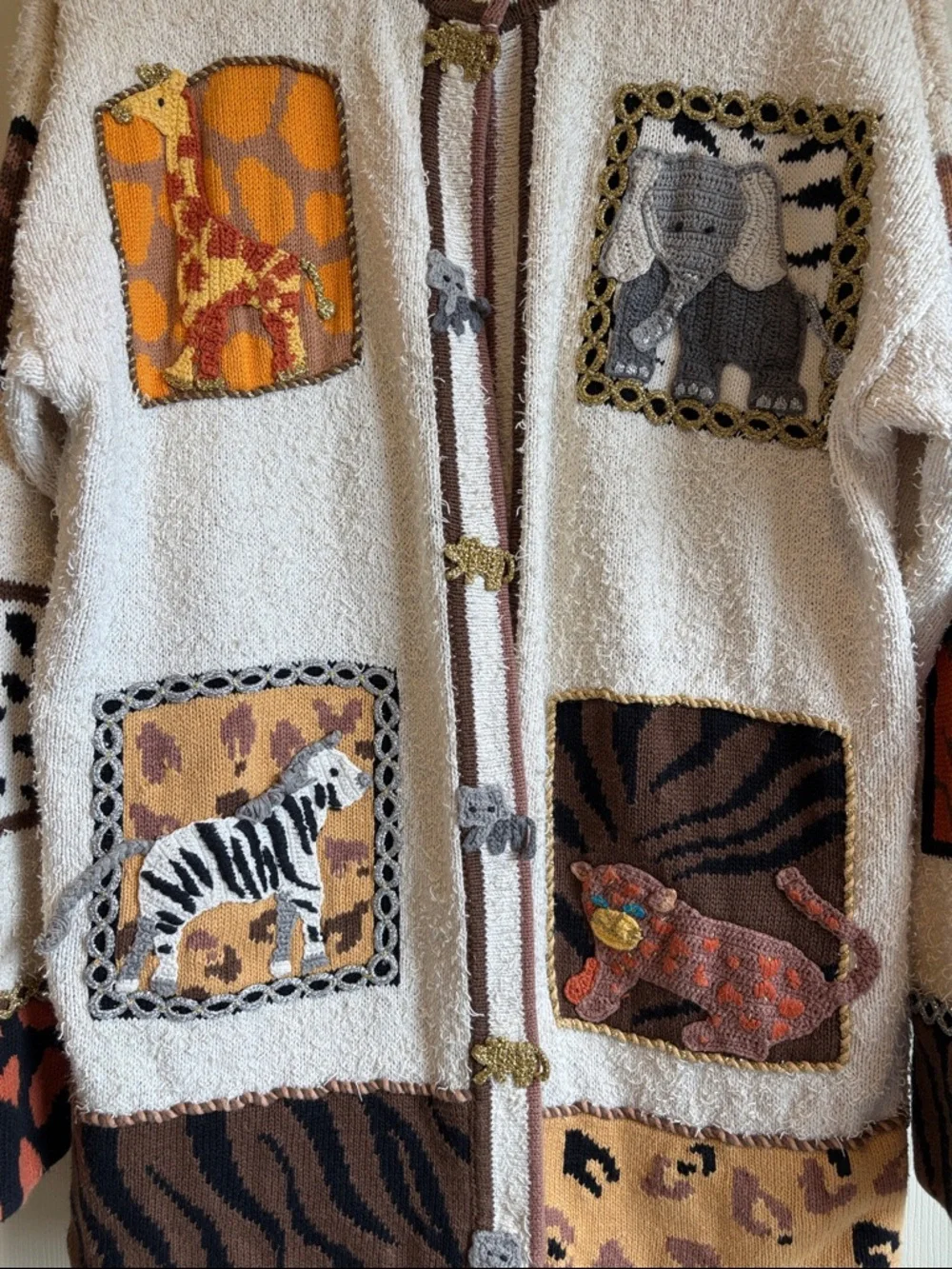 The Collective Works of Beaek | Cream Safari Animal Cardigan Size Large - Picture 3 of 7